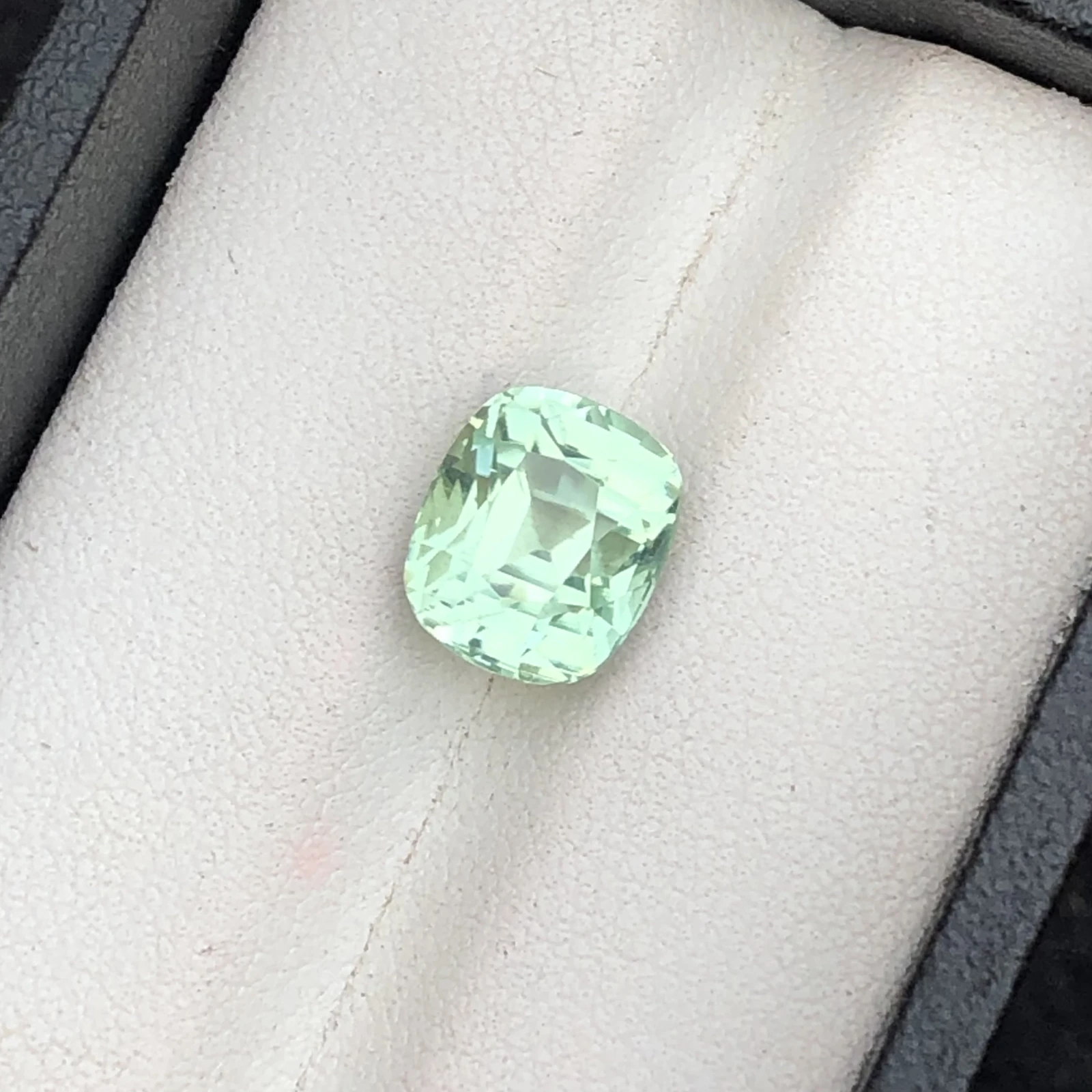 4.19 Ct Mint Green Tourmaline Gemstone: Faceted Cushion Cut, October Birthstone — view 1